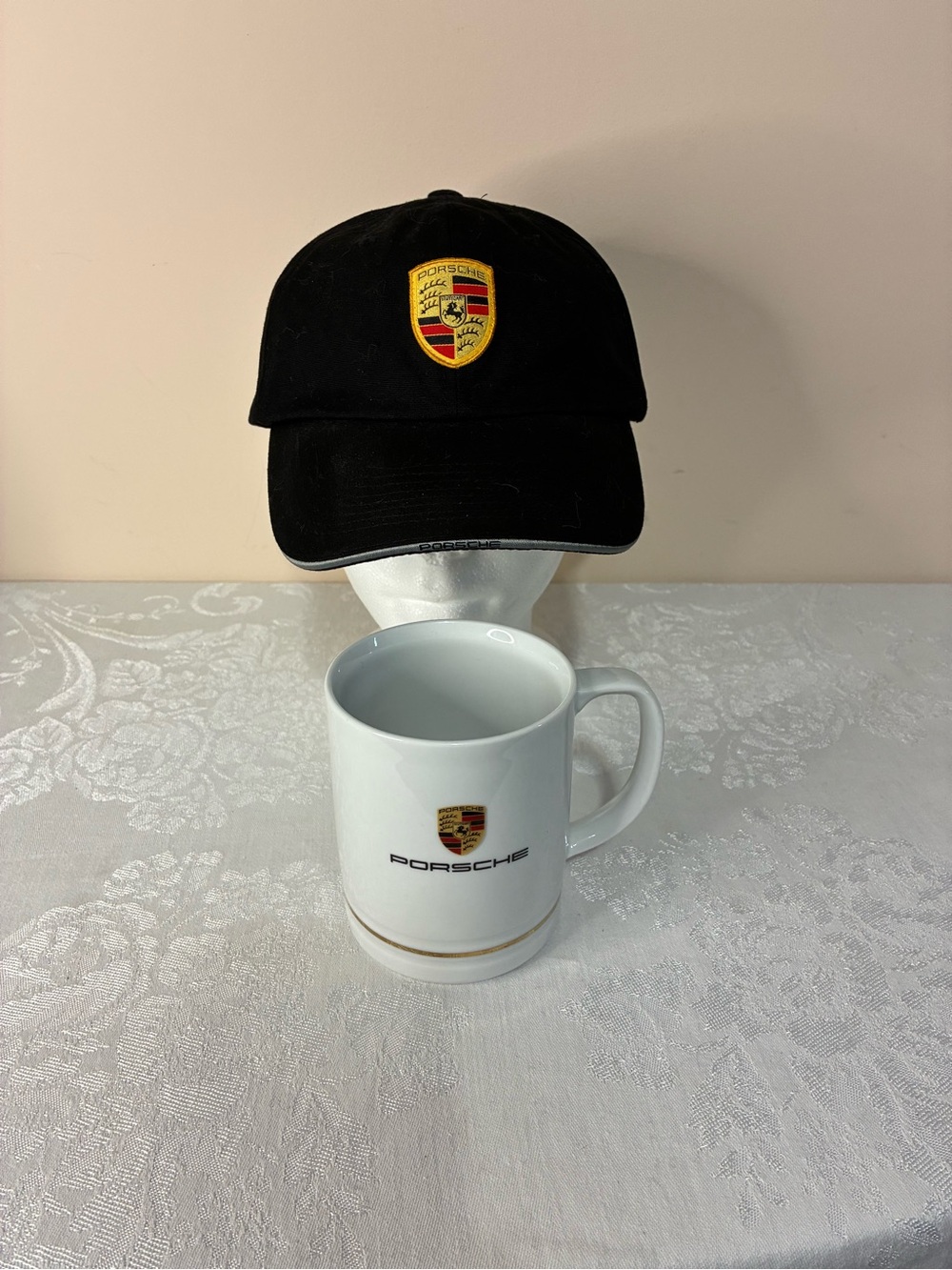 Porsche Design Porcelain Cup and Black Baseball Cap with Crest Patch